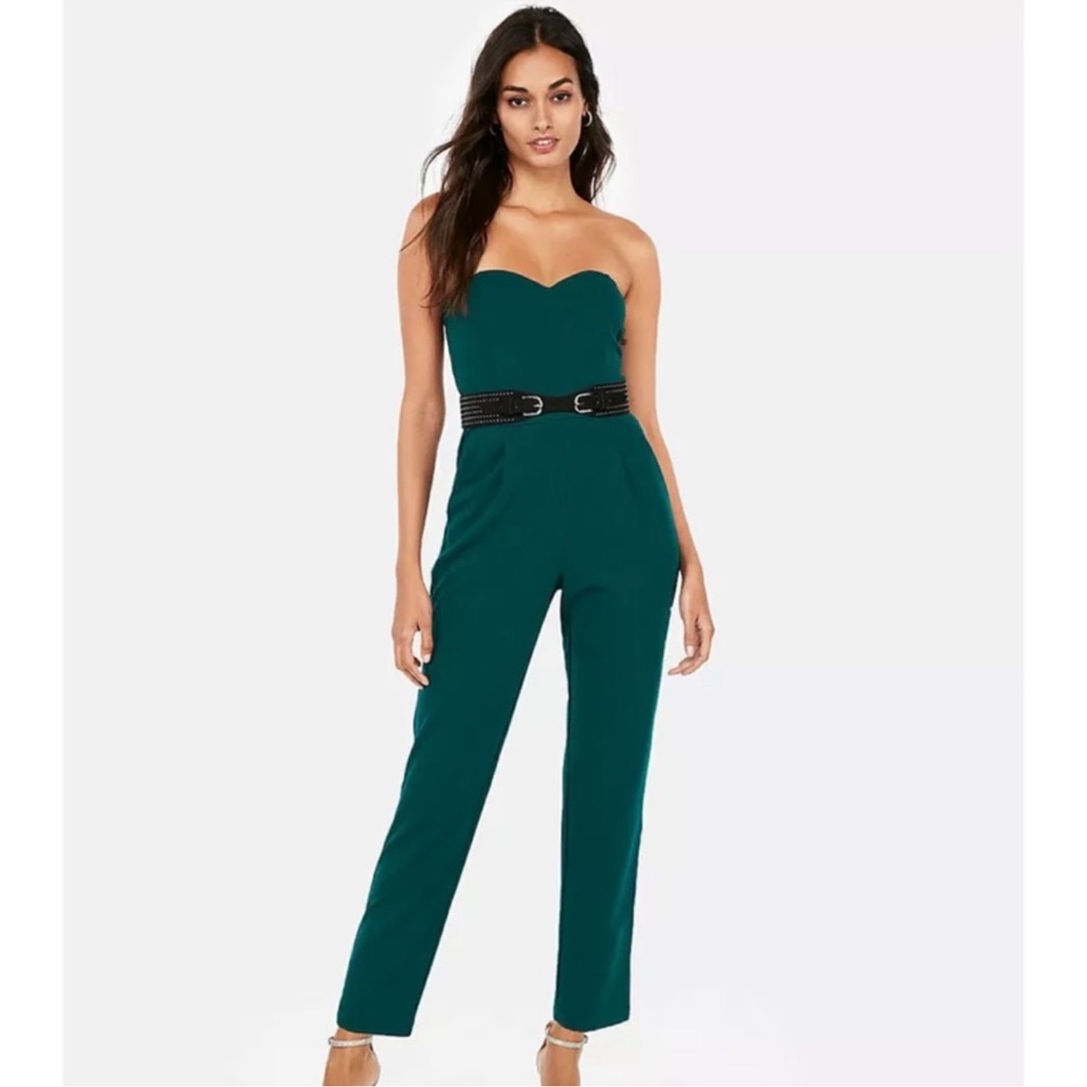 Express strapless green jumpsuit